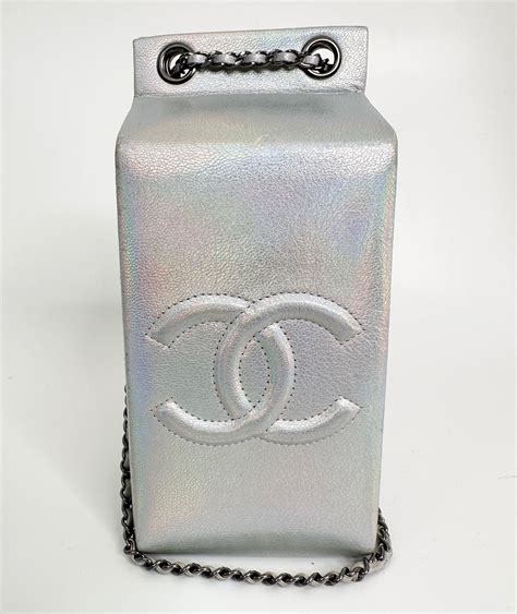 silver chanel milk carton bag new|Chanel Iridescent Silver Lait de Coco Milk Carton Bag.